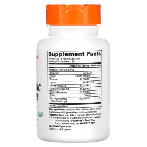 Image of Proteolytic Enzymes 90caps supplement facts